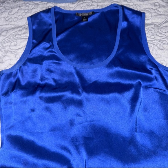 St. John Royal Blue Satin Tank Top 10 Shirt Blouse - Picture 2 of 9